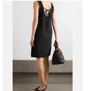 bassike Organic Cotton Linen Mini Dress in Black